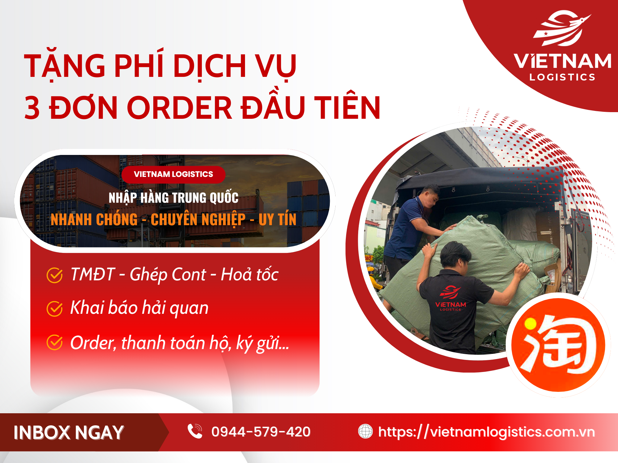 Vietnam Logistics tặng phí dịch vụ 3 đơn đầu